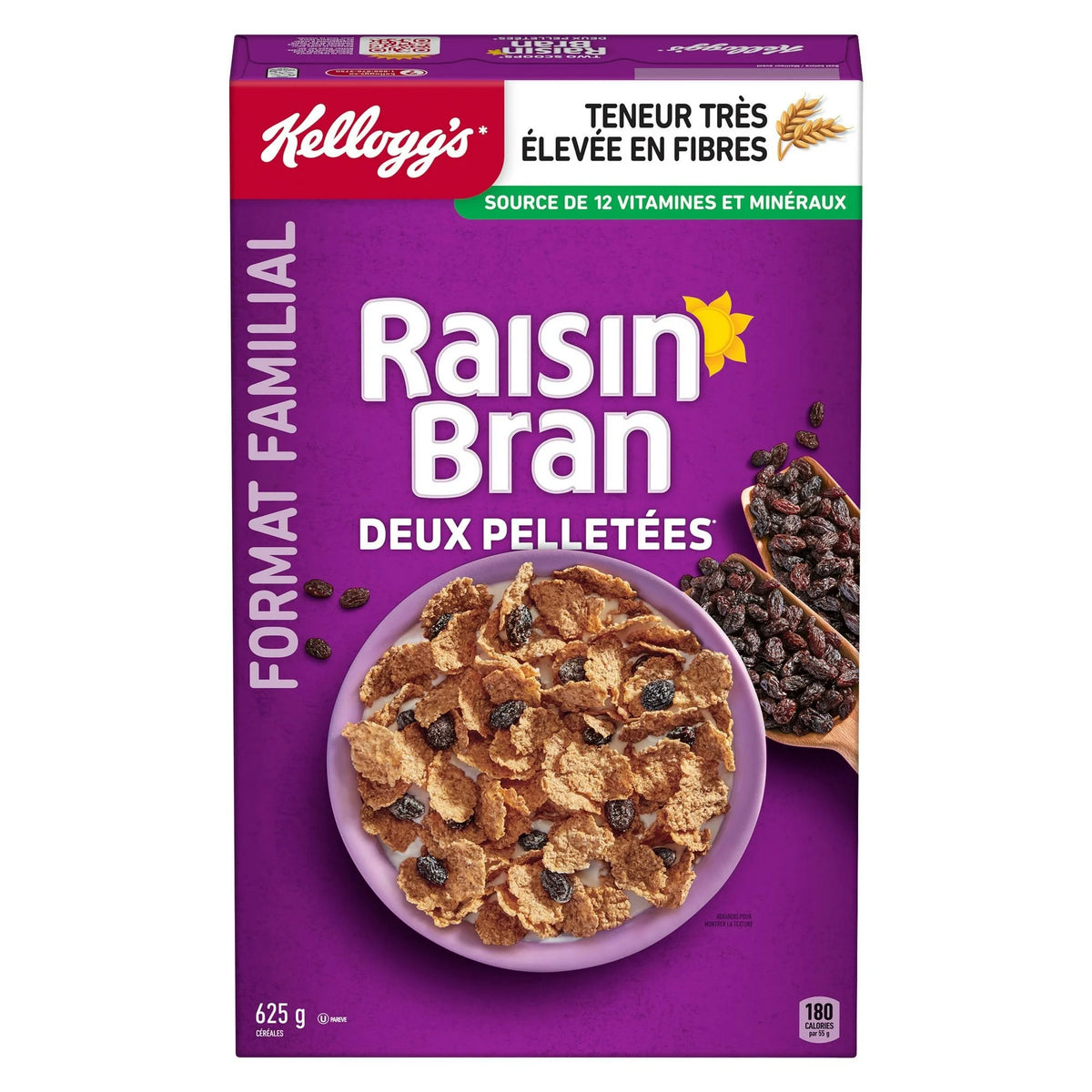 Kellogg's Two Scoops Raisin Bran Cereal, 625 g