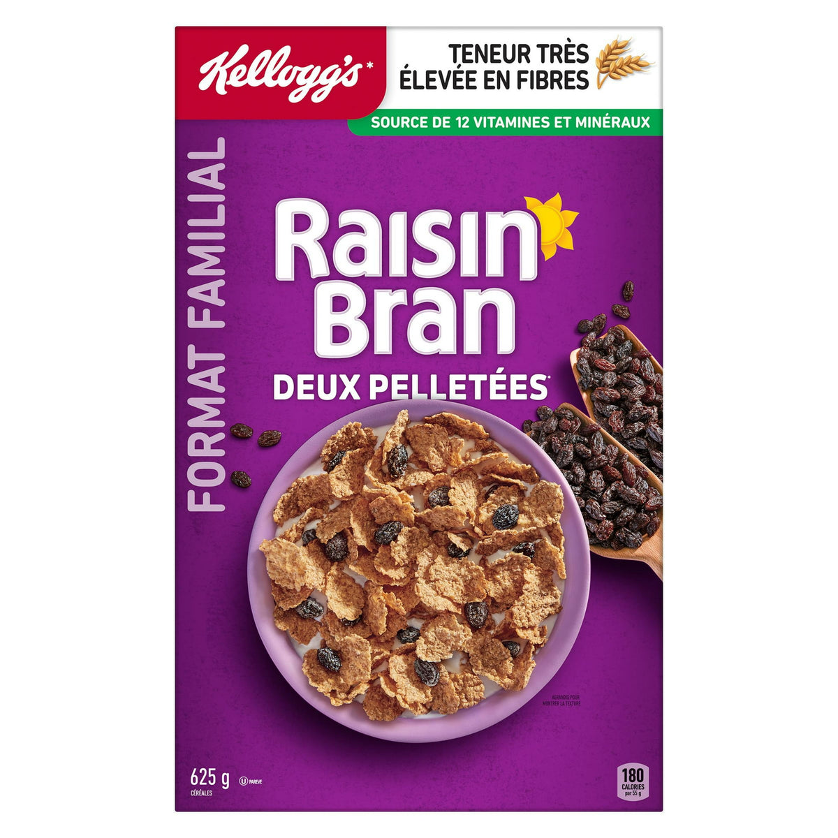 Kellogg's Two Scoops Raisin Bran Cereal, 625 g