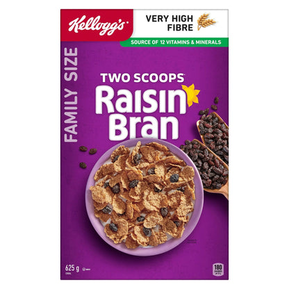 Kellogg's Two Scoops Raisin Bran Cereal, 625 g