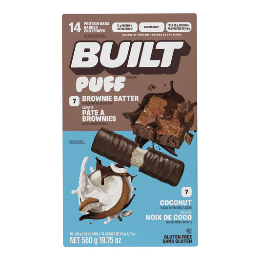 Built Puff Brownie and Coconut Bar, 14 × 40 g