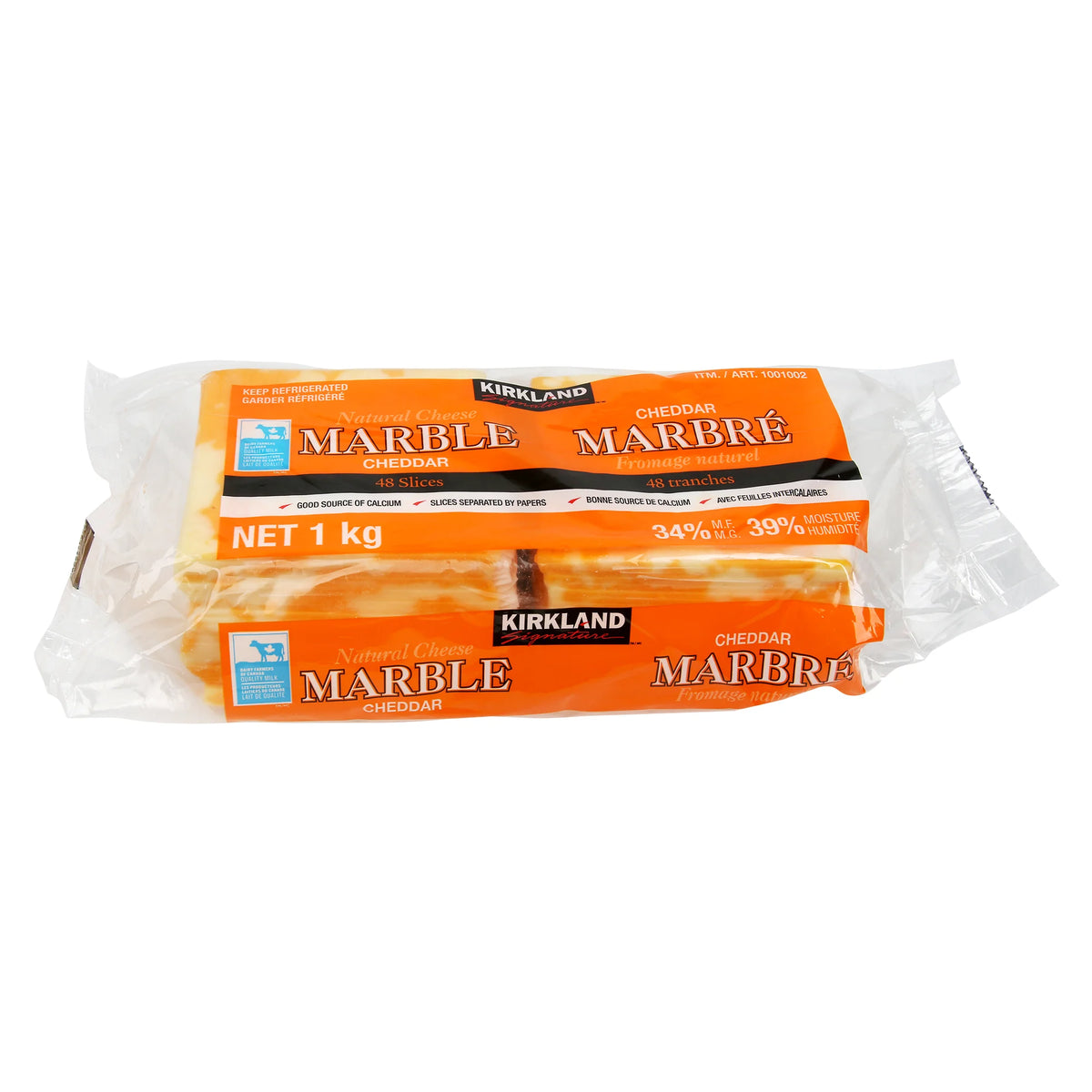 Kirkland Signature Sliced Marble Cheddar Cheese, 1 kg, 48 count