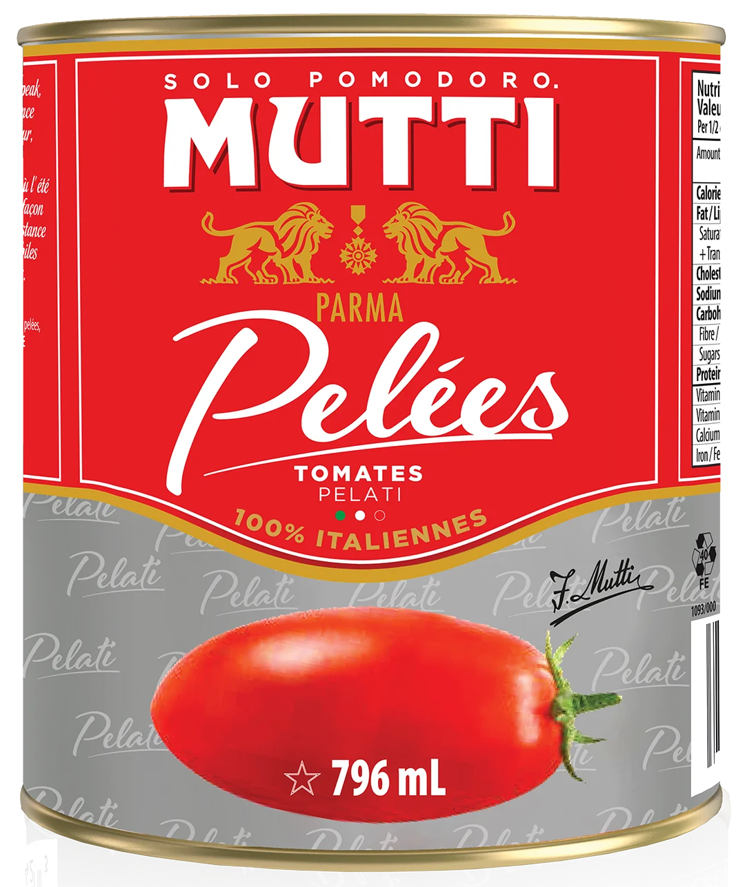 Mutti Whole Peeled Tomatoes, 796 mL