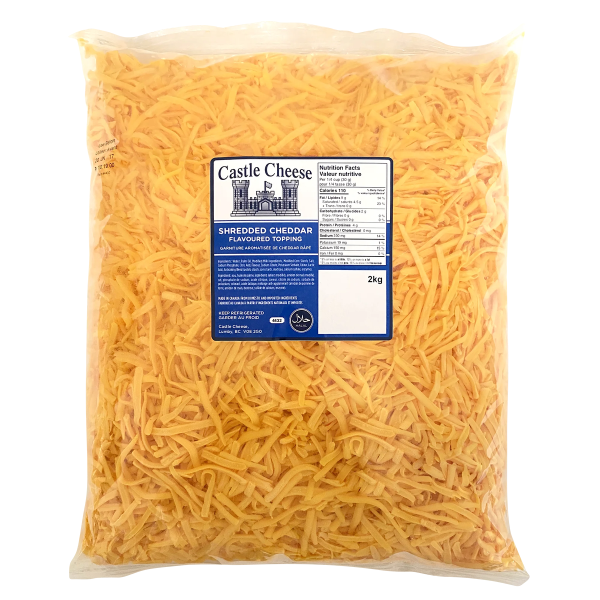 Castle Cheese Shredded Cheddar Flavoured Topping, 2 kg