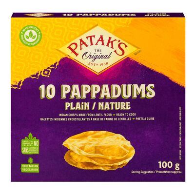 Patak's Plain Pappadums 10 Pack, 100 g