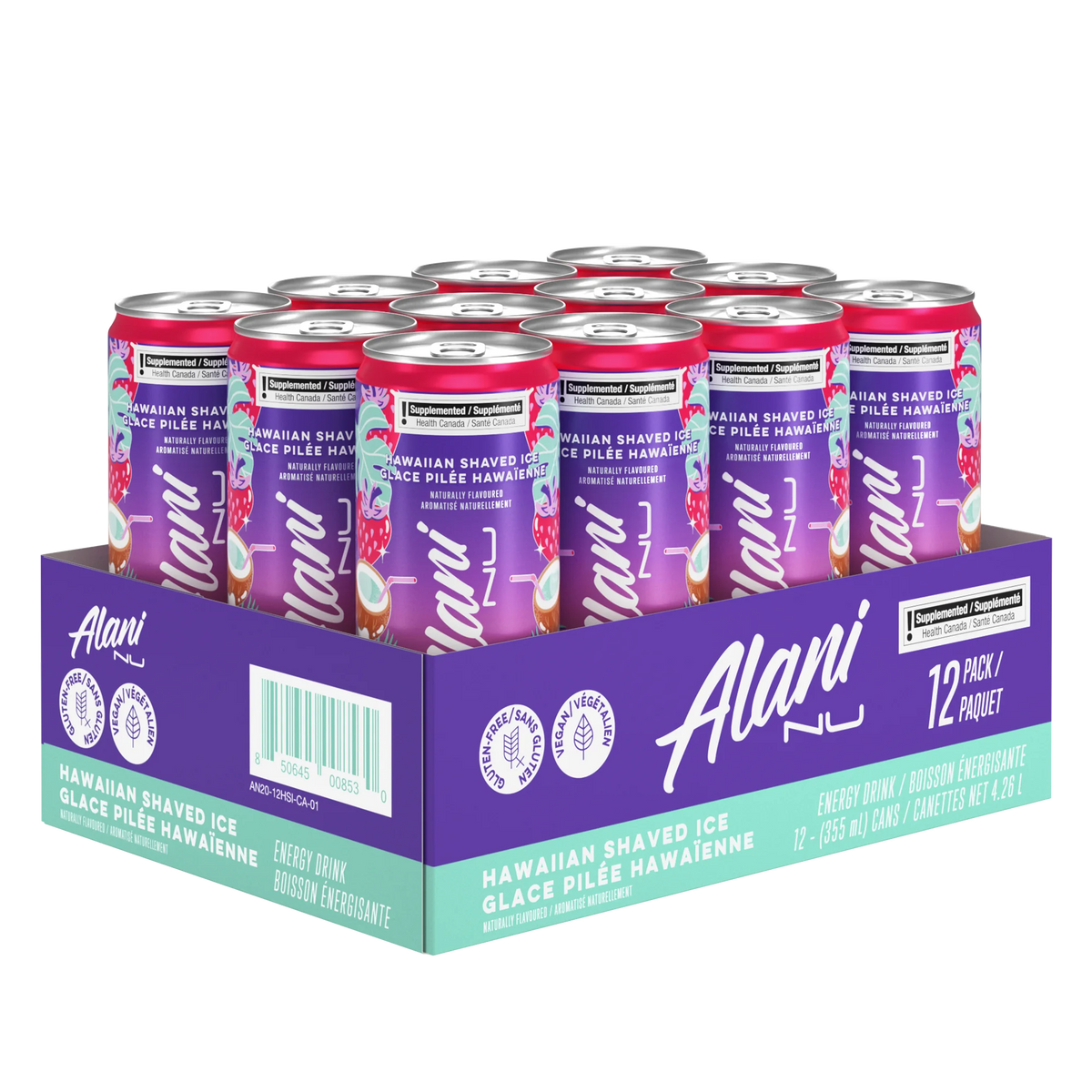 Alani Nu Energy Drink Hawaiian Shaved Ice, 12 × 355 mL