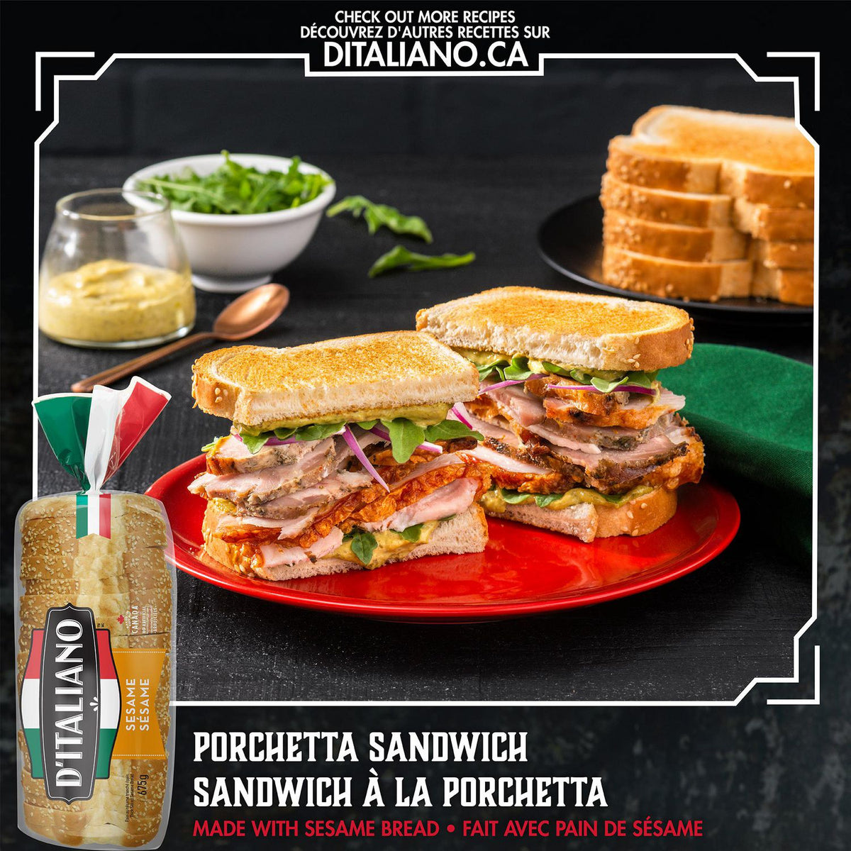 D'Italiano Sesame Seeded Bread, 675 g