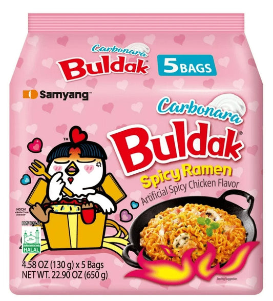 Samyang Spicy Chicken Buldak Noodle (Carbo), 5 × 130 g
