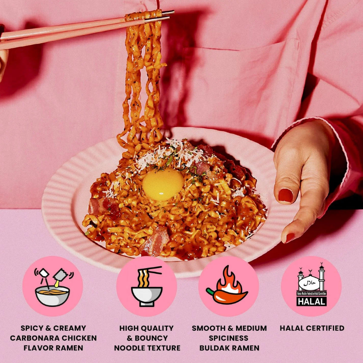 Samyang Spicy Chicken Buldak Noodle (Carbo), 5 × 130 g