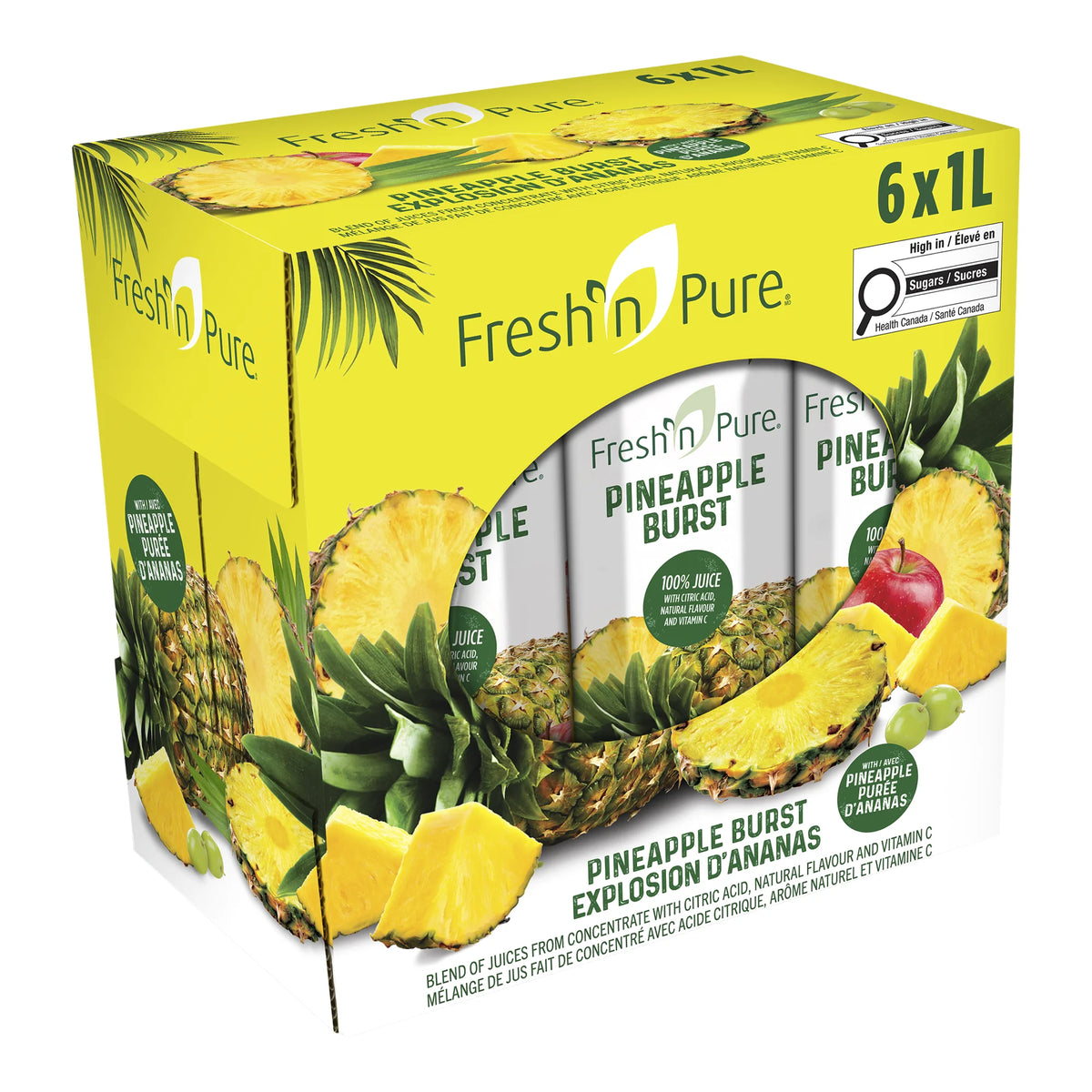 Fresh'n Pure Pineapple Burst Juice, 6 × 1 L