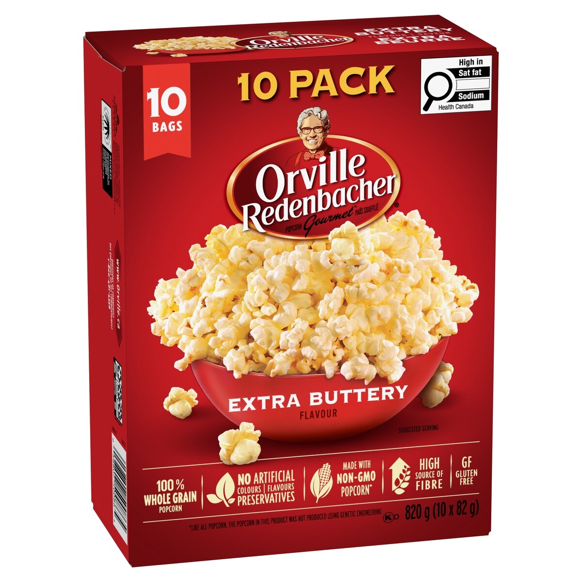 Orville Redenbacher Extra Buttery Microwave Popcorn, 10 × 82 g