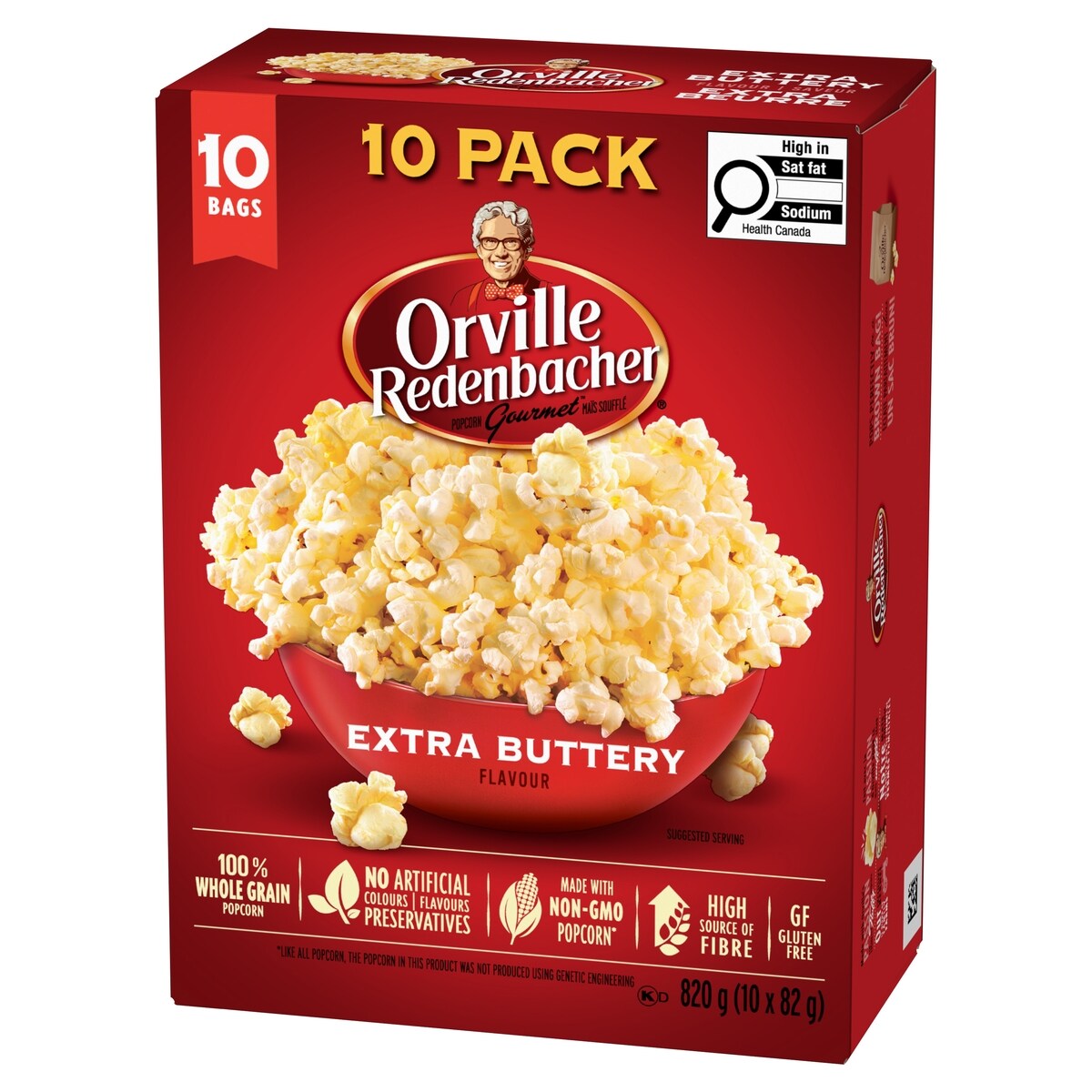 Orville Redenbacher Extra Buttery Microwave Popcorn, 10 × 82 g