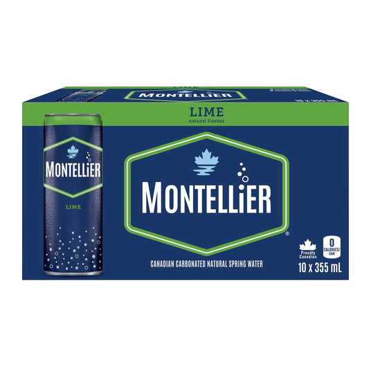 Montellier Lime Carbonated Natural Spring Water, 10 × 355 mL