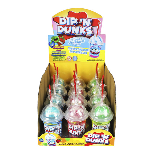 Dip'n Dunks Lollipop and Sour Candy, 12 × 47 g