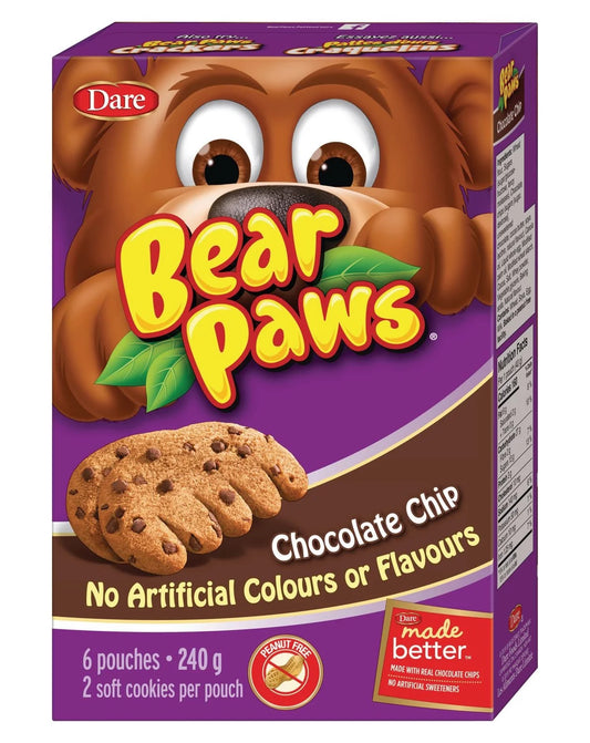 Dare Bear Paws Chocolate Chip Cookies, 240 g