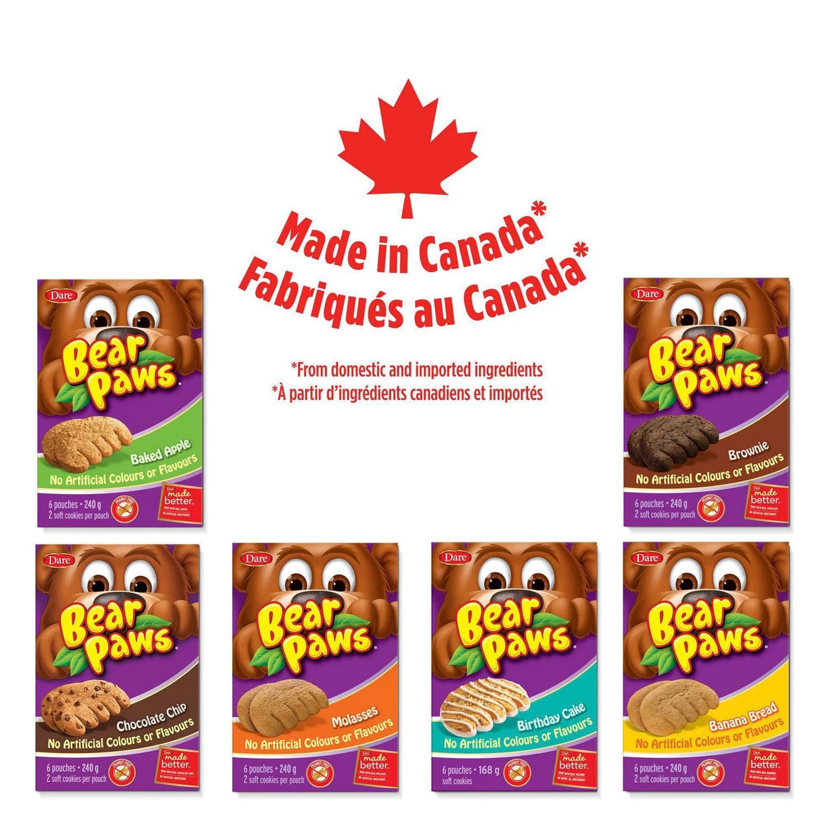 Dare Bear Paws Chocolate Chip Cookies, 240 g