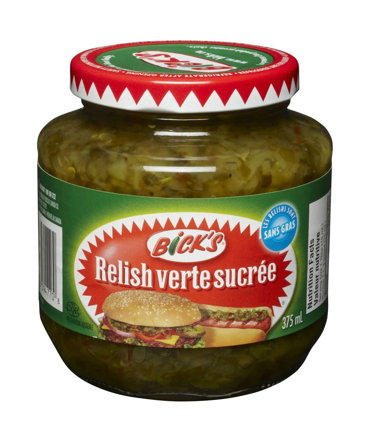 Bick's Sweet Green Relish, 375 mL
