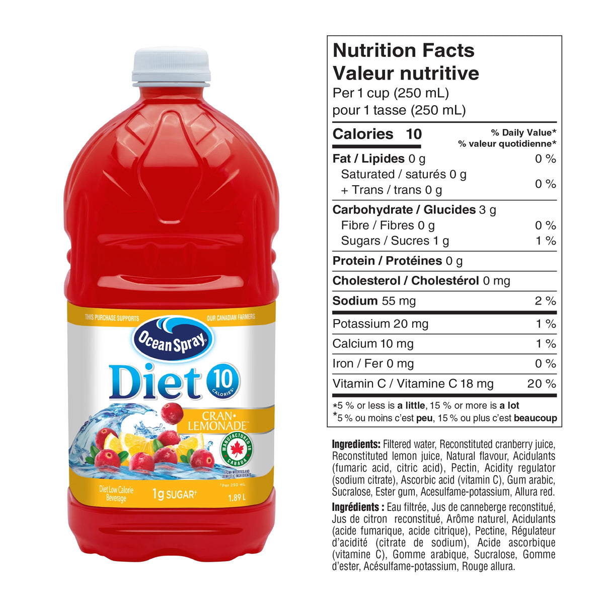 Ocean Spray Diet Cran-Lemonade Juice Drink, 1.89 L