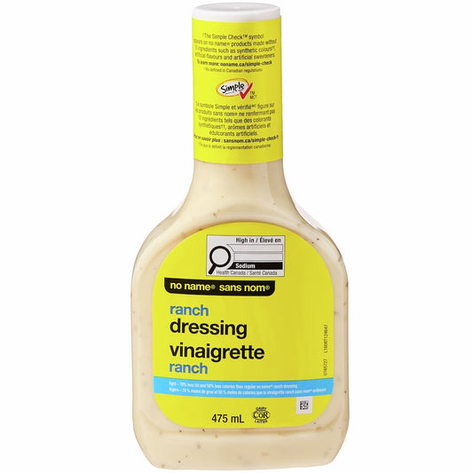 No Name Light Ranch Dressing, 475 mL