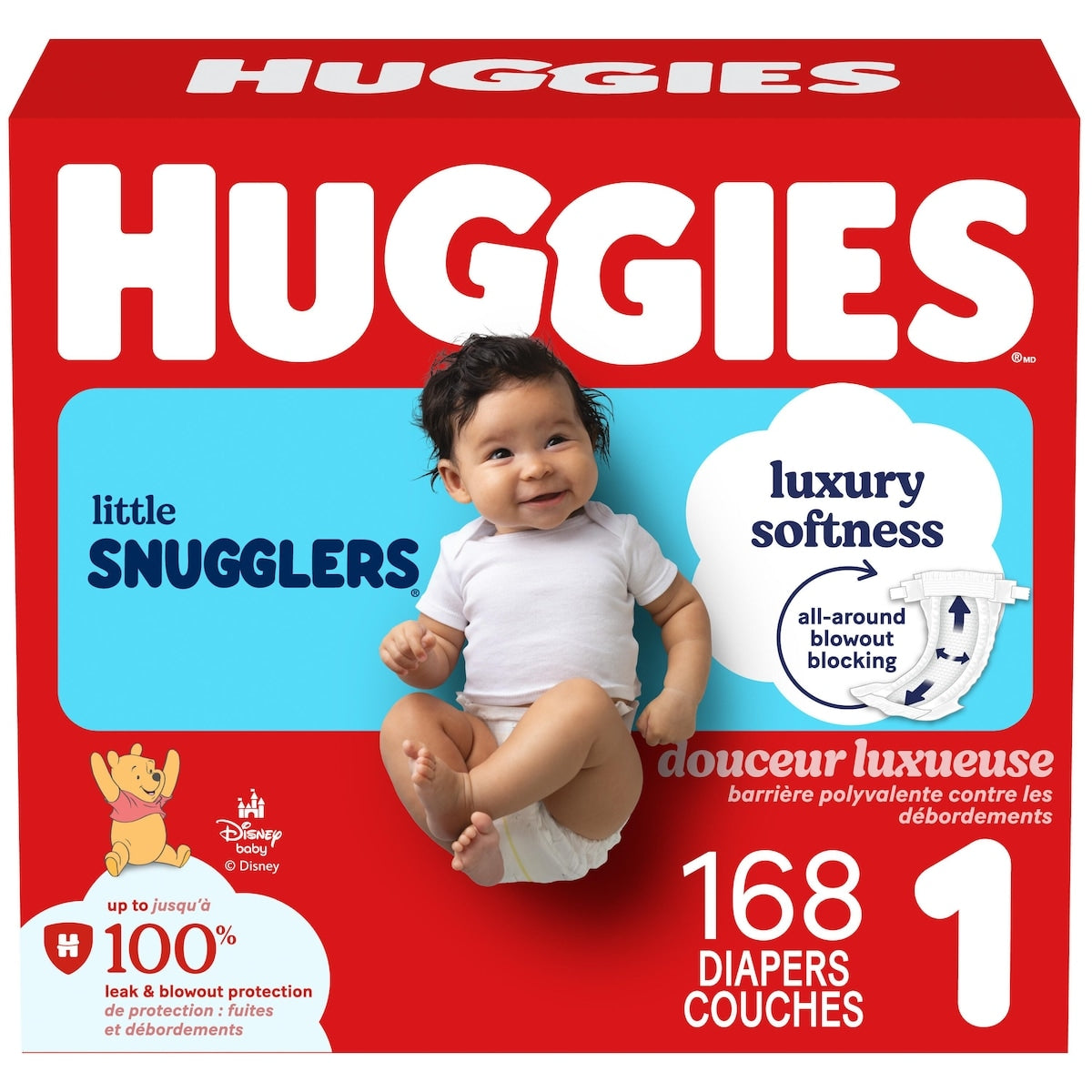 Huggies Little Snugglers Baby Diapers, Size 1 (8-14 lbs), 168 count