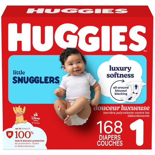 Huggies Little Snugglers Baby Diapers, Size 1 (8-14 lbs), 168 count