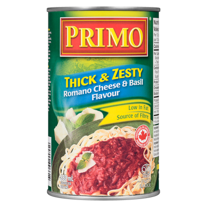 Primo Thick & Zesty Romano Cheese & Basil Pasta Sauce, 680 mL