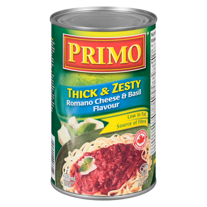 Primo Thick & Zesty Romano Cheese & Basil Pasta Sauce, 680 mL