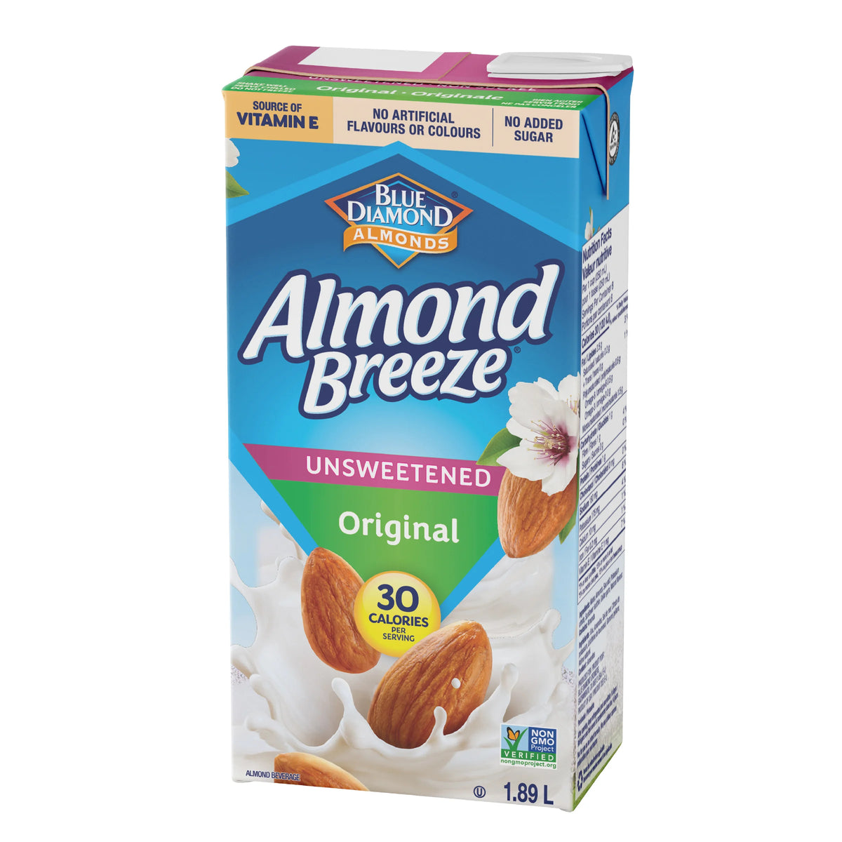 Blue Diamond Almond Breeze Unsweetened Original Non-Dairy Almondmilk, 1.89 L