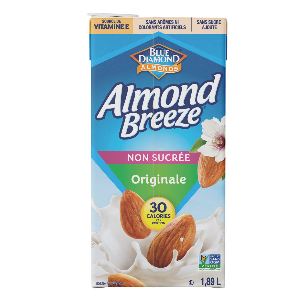 Blue Diamond Almond Breeze Unsweetened Original Non-Dairy Almondmilk, 1.89 L
