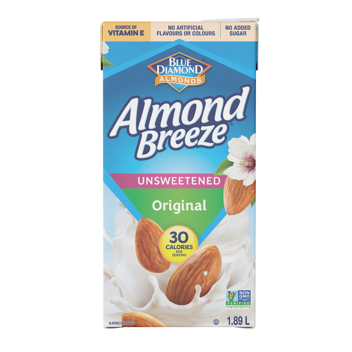 Blue Diamond Almond Breeze Unsweetened Original Non-Dairy Almondmilk, 1.89 L