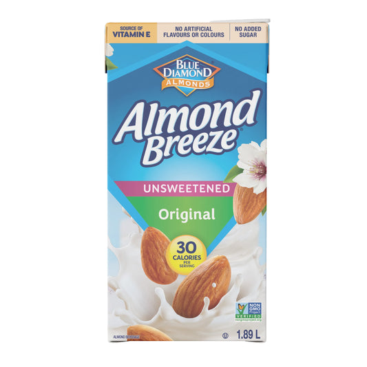 Blue Diamond Almond Breeze Unsweetened Original Non-Dairy Almondmilk, 1.89 L