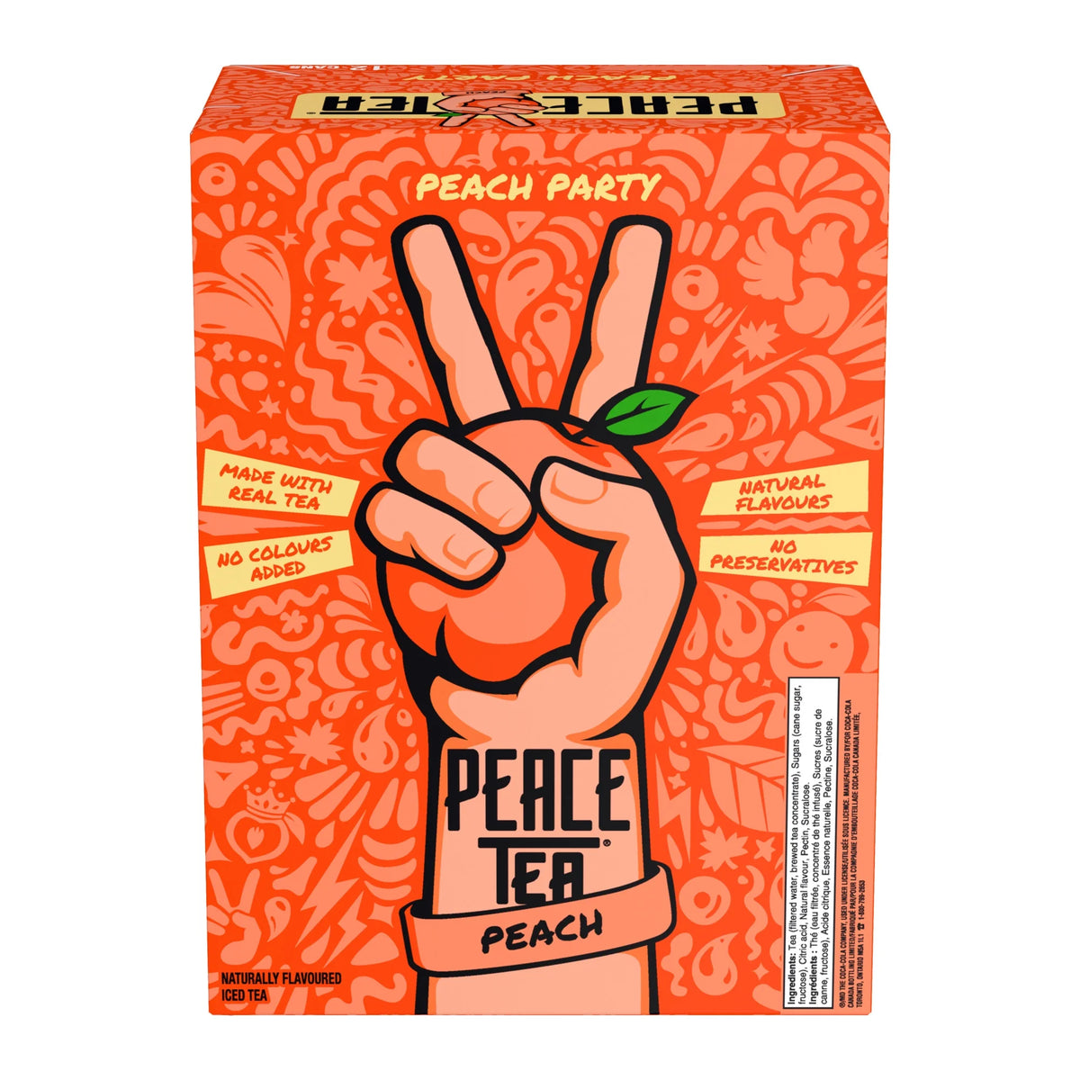 Peace Tea Peach Party Iced Tea Cans, 12 × 341 mL