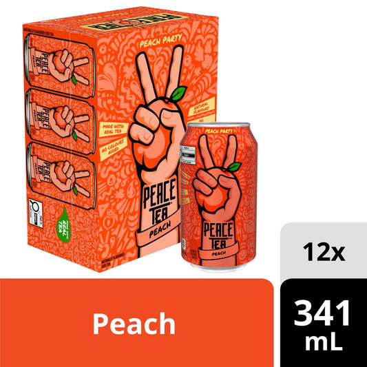 Peace Tea Peach Party Iced Tea Cans, 12 × 341 mL