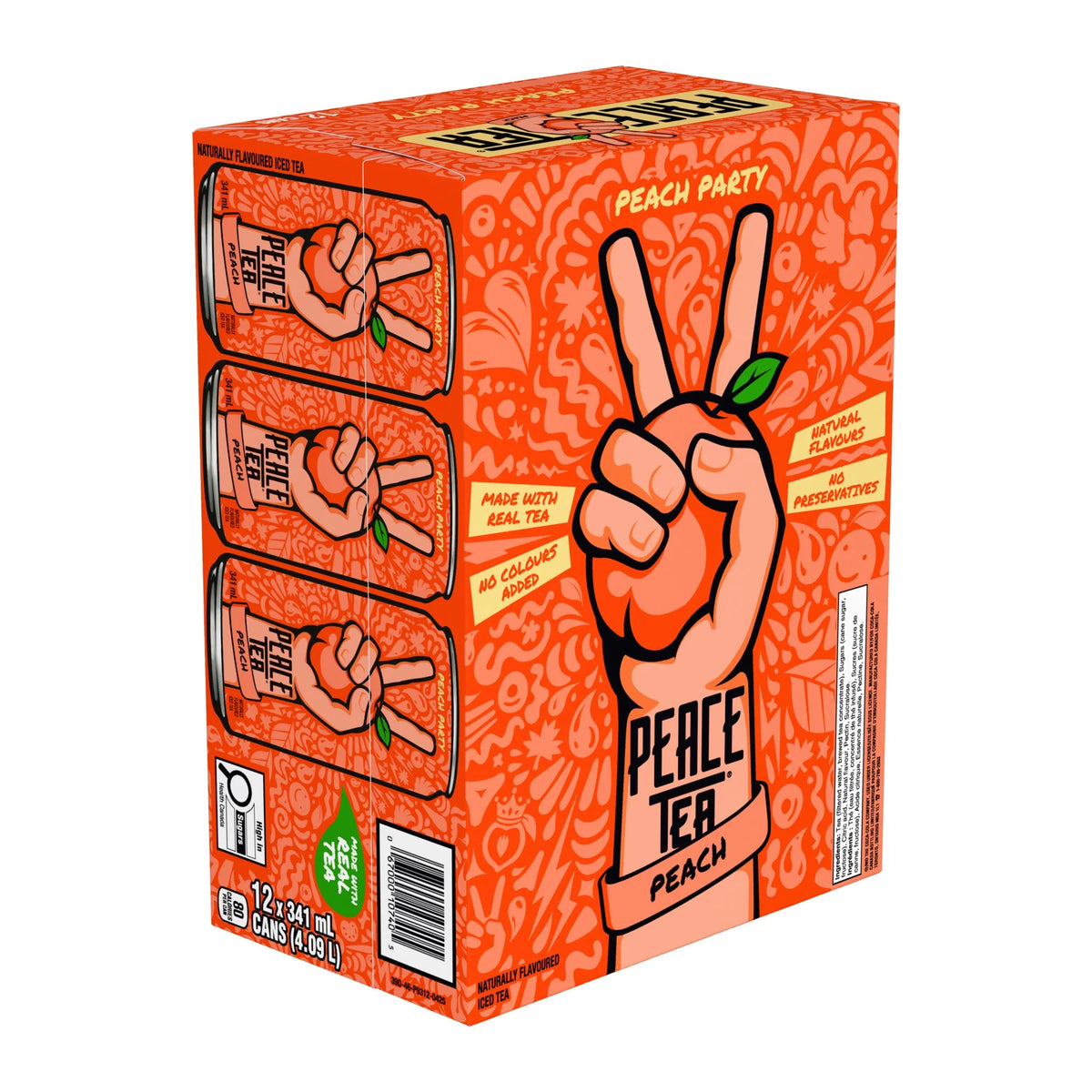 Peace Tea Peach Party Iced Tea Cans, 12 × 341 mL