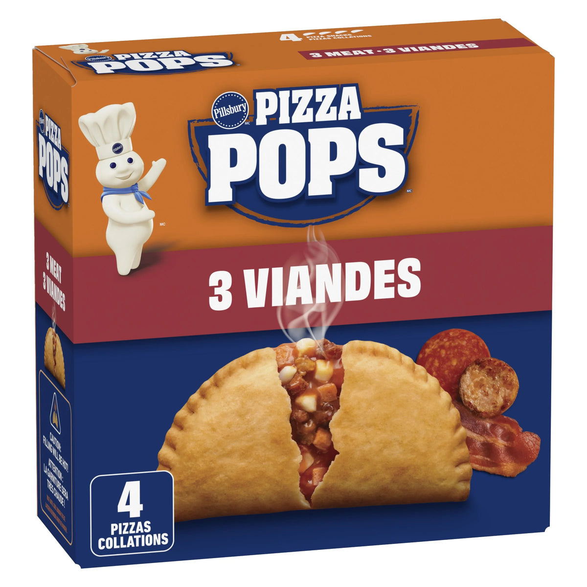 Pillsbury Pizza Pops Three Meat Frozen Pizza Snacks, 380 g