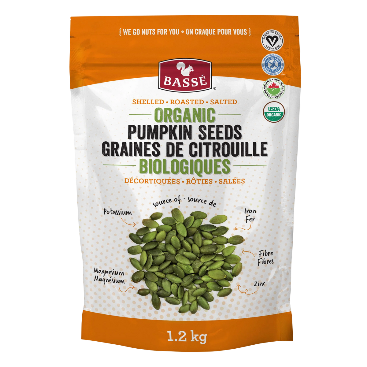 Bassé Organic Salted Pumpkin Seeds, 1.2 kg