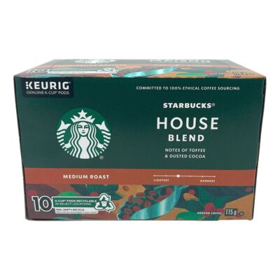 Starbucks Medium Roast K-Cup Coffee Pods, House Blend, 120 g, 10 count