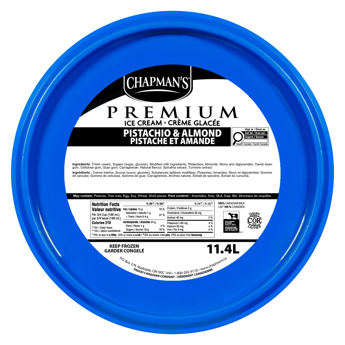 Chapman's Premium Pistachios & Almonds Ice Cream, 11.4 L