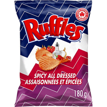 Ruffles Spicy All Dressed Flavoured Potato Chips, 180 g