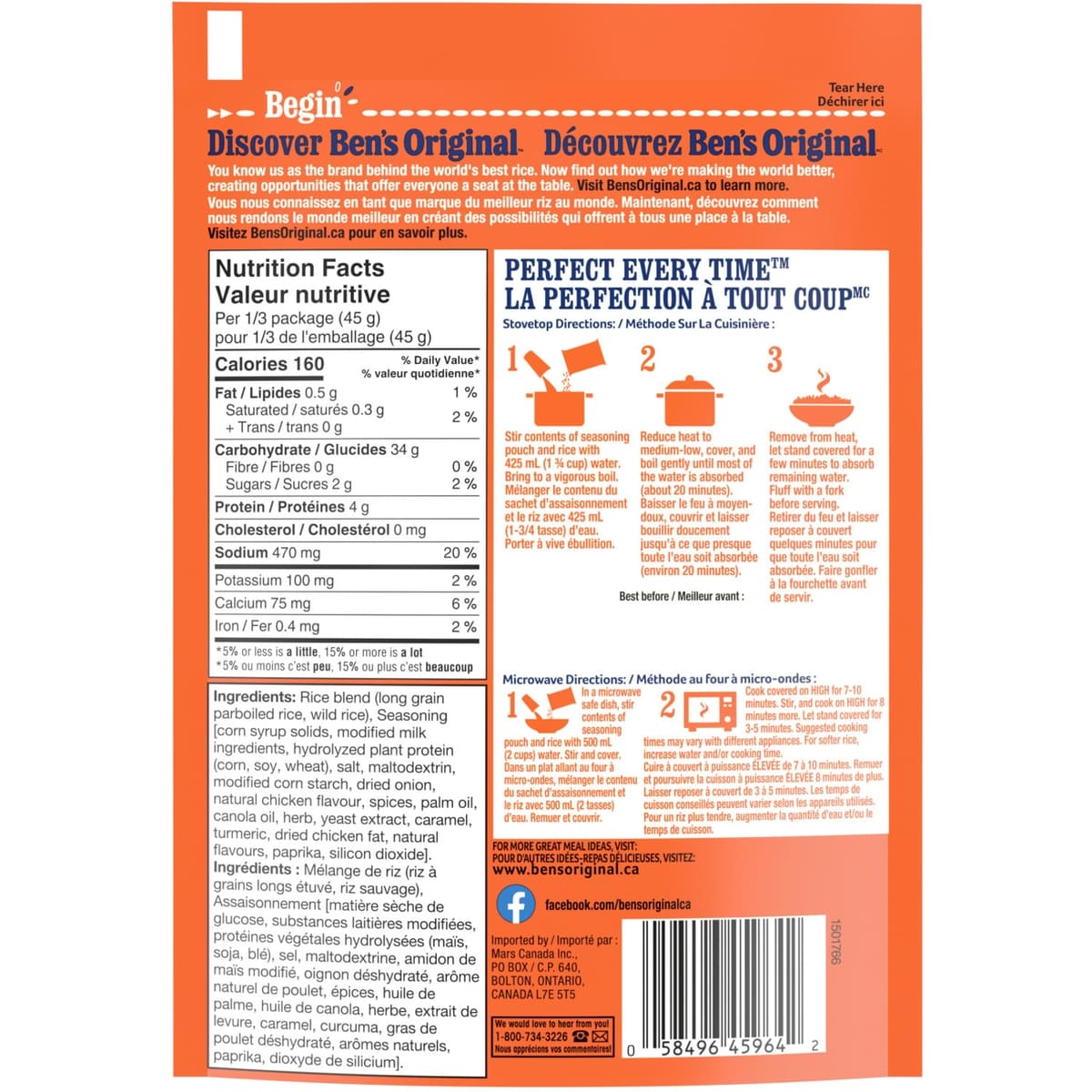 Ben's Original Fast & Fancy Homestyle Chicken Flavour & Wild Rice, 132 g