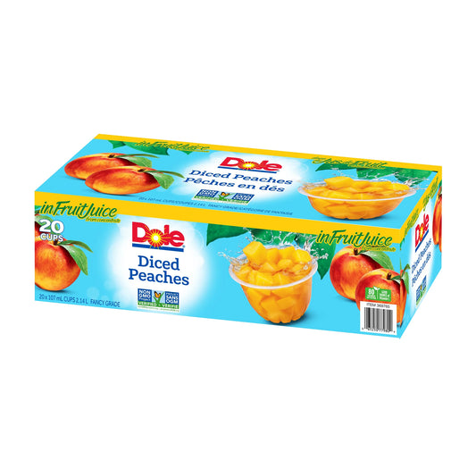 Dole Diced Peaches in Fruit Juice Cups, 20 × 107 mL