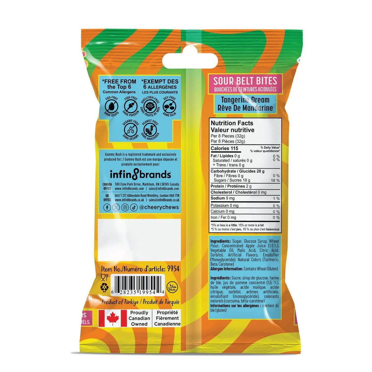 Gummy Rush Sour Belt Bites Tangerine Dreams, 60 g
