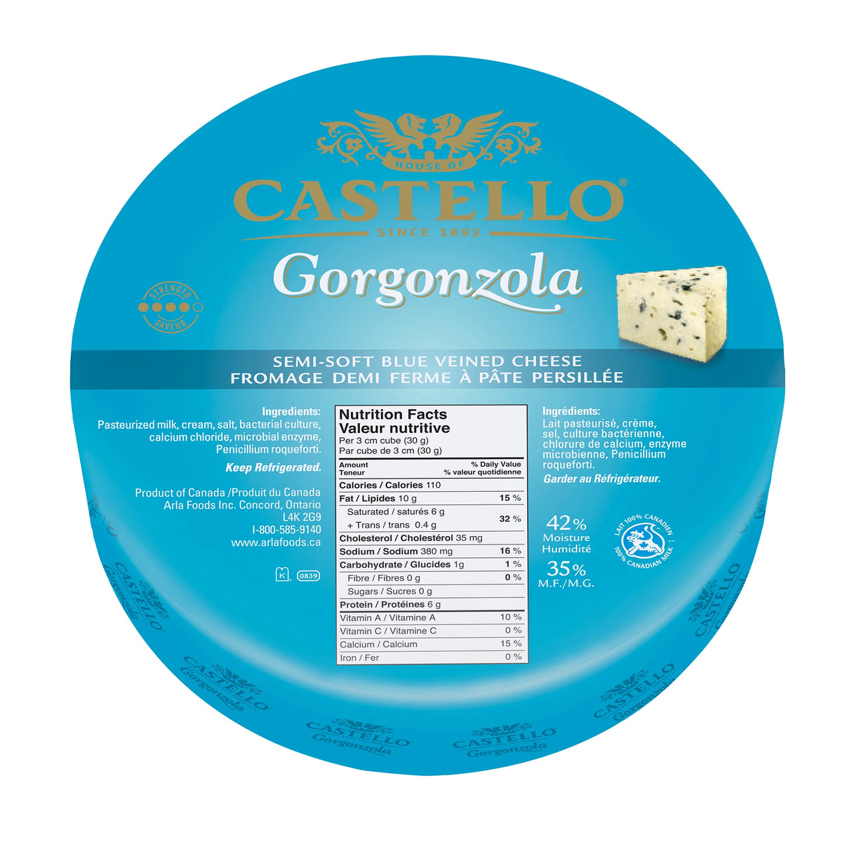Castello Gorgonzola Cheese Wheel, 1.5 kg average weight