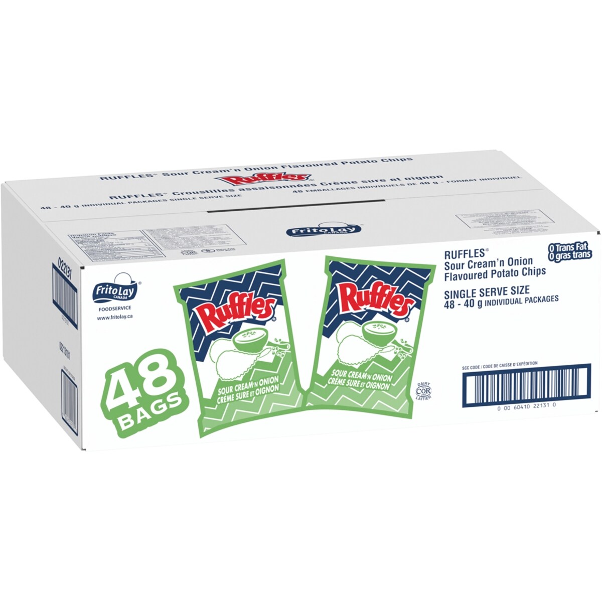 Ruffles Sour Cream'n Onion Potato Chips, 48 × 40 g
