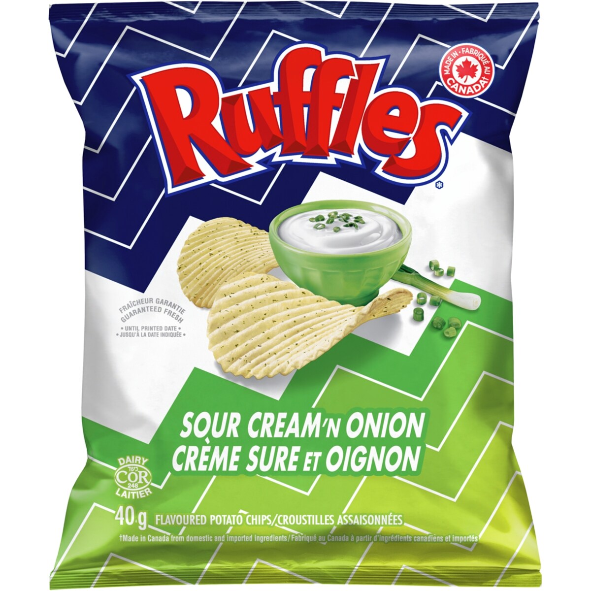 Ruffles Sour Cream'n Onion Potato Chips, 48 × 40 g