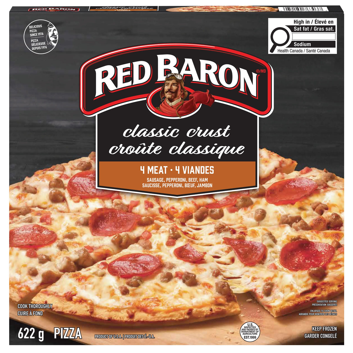 Red Baron Four Meat Classic Crust Frozen Pizza, 622 g