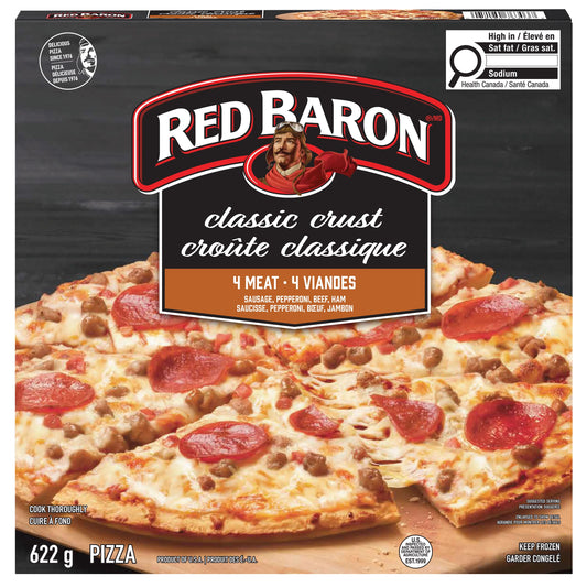 Red Baron Four Meat Classic Crust Frozen Pizza, 622 g