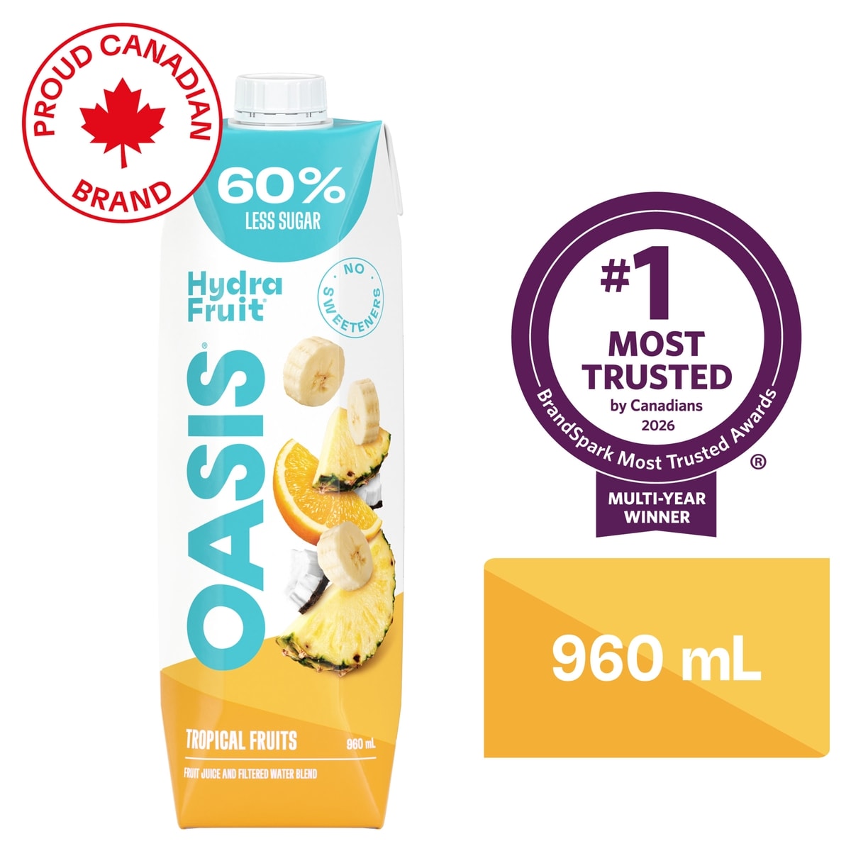 Oasis HydraFruit Tropical Fruits Beverage, 960 mL