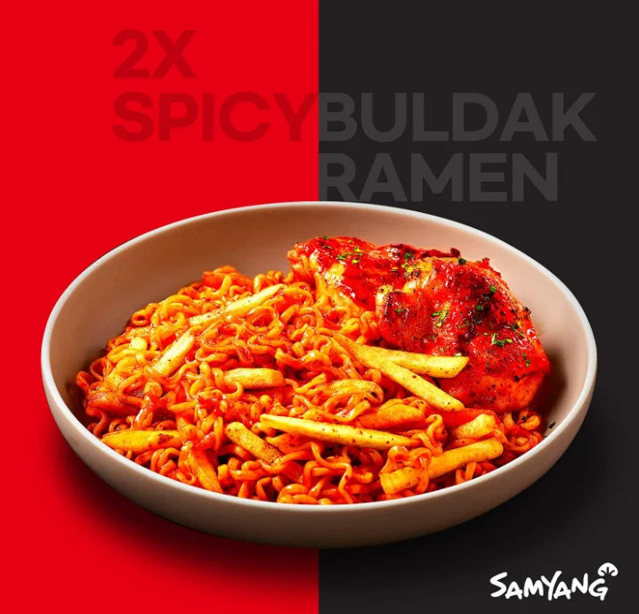 Samyang Buldak 2X Spicy Hot Chicken Flavor Ramen Noodles, 5 × 140 g