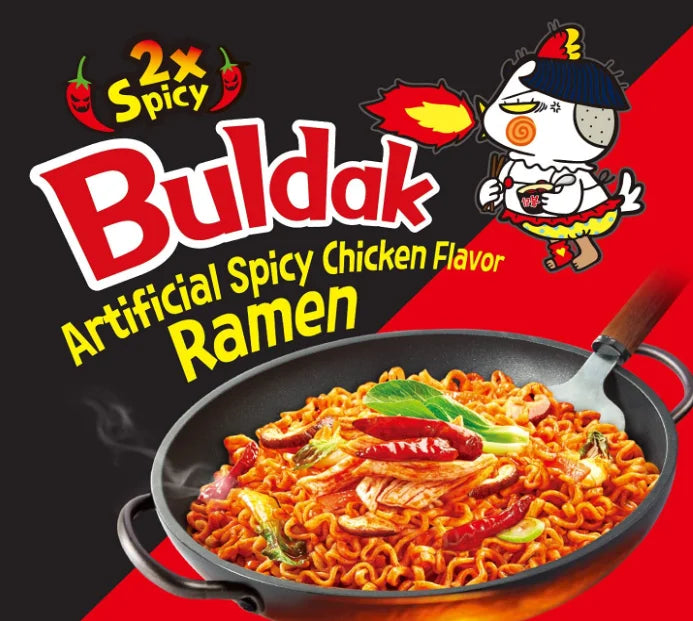 Samyang Buldak 2X Spicy Hot Chicken Flavor Ramen Noodles, 5 × 140 g