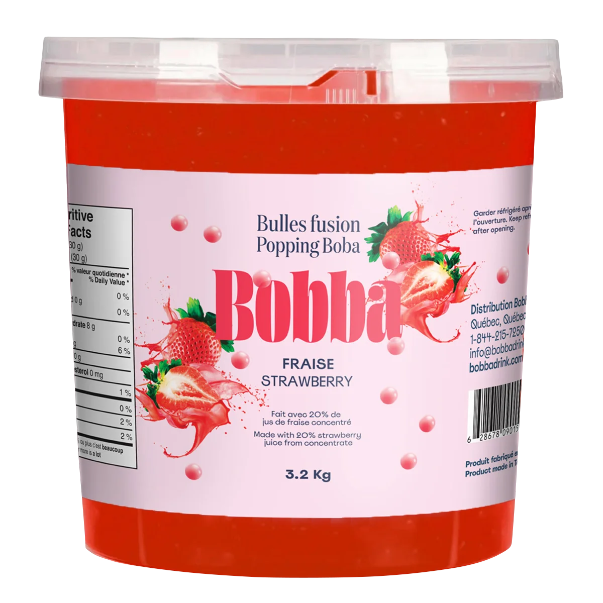 Bobba Strawberry Popping Boba, 3.2 kg